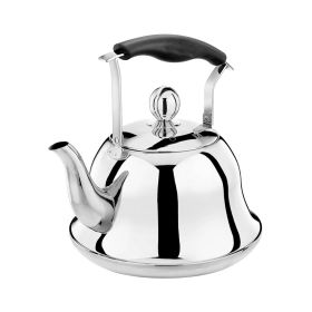 Stainless Steel Whistling Tea Kettle Water Bottle Coffee Tea Pot (Color: Light)