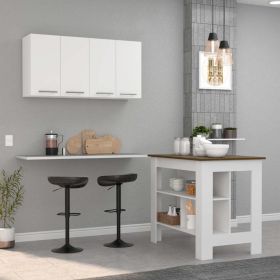 Caledon 2 Piece Kitchen Set, White /Walnut (Color: White /Walnut)