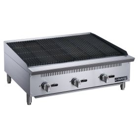 36" 3-Burner Commercial Char boiler (Color: Silver, Material: Stainless Steel)